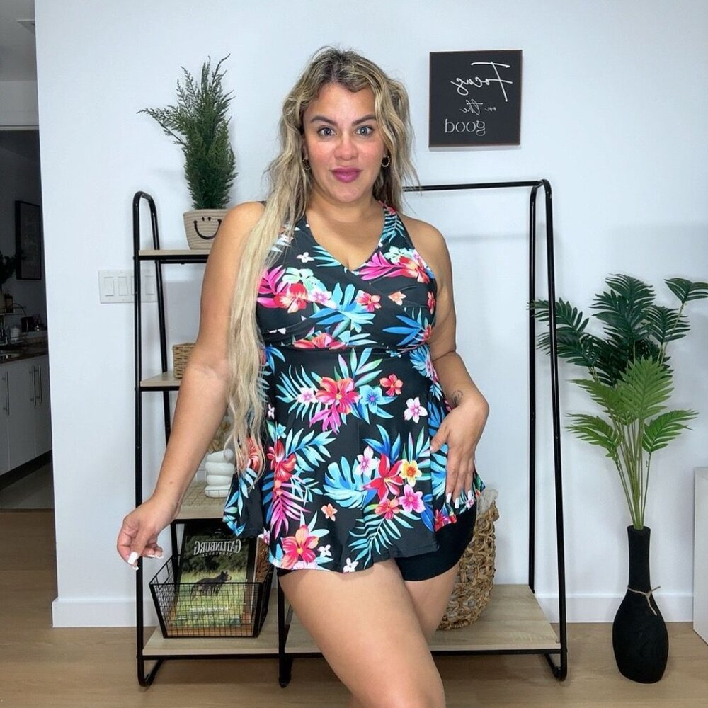 Nieyook Plus Size Swimsuits, two-piece tankini with pockets 2026 with tummy